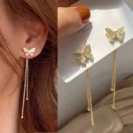Butterfly Earchains with Crystals