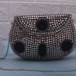 Oxidised Stone Textured Metal Clutch / Sling Bag