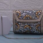 Oxidised Stone Textured Metal Clutch / Sling Bag