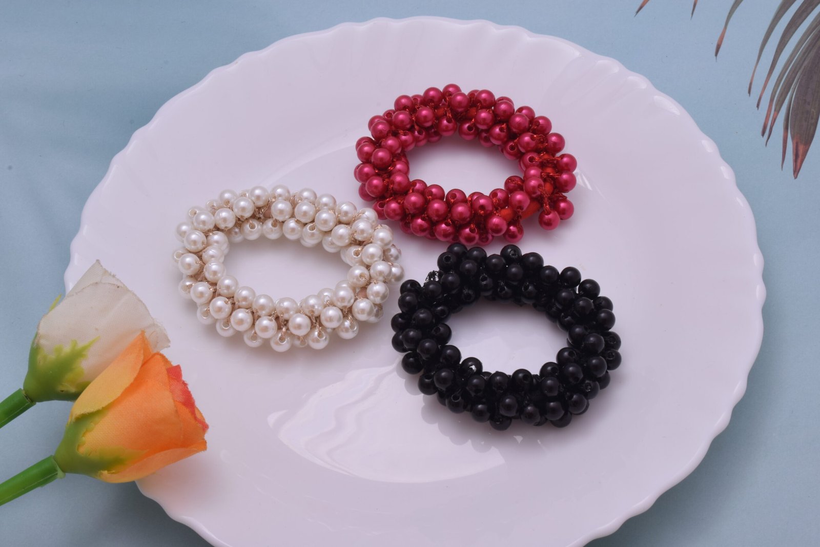 Pearl Beaded Pattern Rubber Band