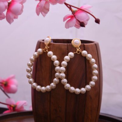 Elegant Pearl Circular Huggies Earrings