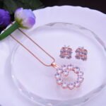 Crystals Pendant Set With Stud Earrings