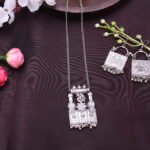 Oxidised Rajwadi Long Necklace Set With Earrings
